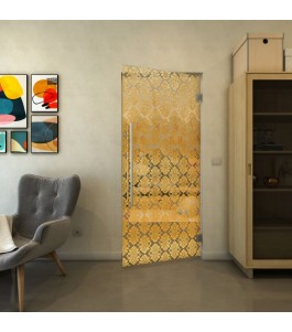 Pendeltür - Fineprint Model 001 Gold auf Klarglas
