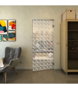 Pendeltür - Fineprint Model 003 Weiss auf Klarglas