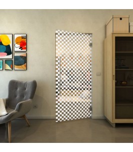 Pendeltür - Fineprint Model 004 Weiss auf Klarglas