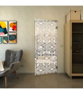 Pendeltür - Fineprint Model 005 Weiss auf Klarglas
