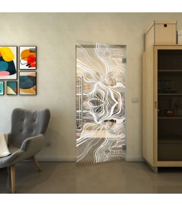 Pendeltür - Fineprint Model 010 Weiss auf Klarglas