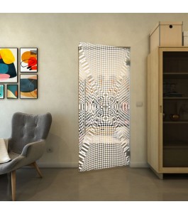 Pendeltür - Fineprint Model 011 Weiss auf Klarglas
