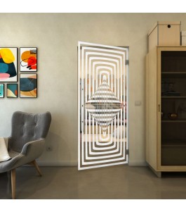 Pendeltür - Fineprint Model 014 Weiss auf Klarglas