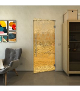 Pendeltür - Fineprint Model 015 Gold auf Klarglas