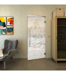 Pendeltür - Fineprint Model 015 Weiss auf Klarglas