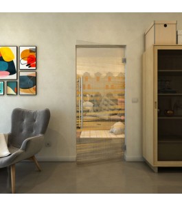 Pendeltür - Fineprint Model 019 Gold auf Klarglas