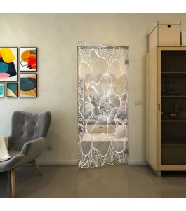Pendeltür - Fineprint Model 020 Weiss auf Klarglas