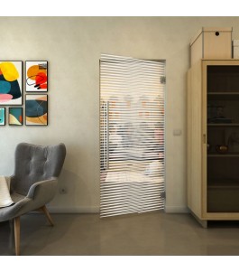 Pendeltür - Fineprint Model 022 Weiss auf Klarglas
