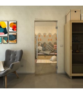 Pendeltür - Fineprint Model 028 Gold auf Klarglas