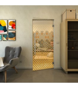Pendeltür - Fineprint Model 038 Gold auf Klarglas
