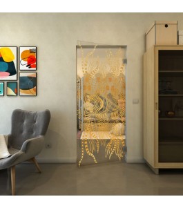 Pendeltür - Fineprint Model 039 Gold auf Klarglas