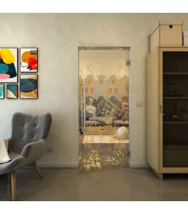 Pendeltür - Fineprint Model 054 Gold auf Klarglas