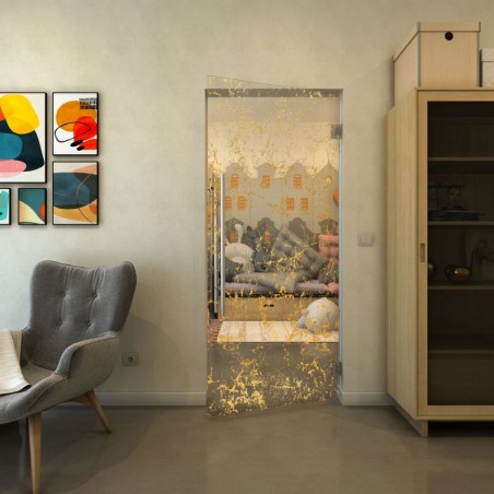 Pendeltür - Fineprint Model 054 Gold auf Klarglas
