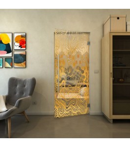 Pendeltür - Fineprint Model 056 Gold auf Klarglas
