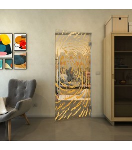 Pendeltür - Fineprint Model 057 Gold auf Klarglas