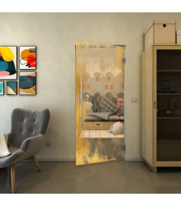 Pendeltür - Fineprint Model 061 Gold auf Klarglas