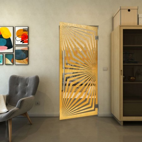 Pendeltür - Fineprint Model 070 Gold auf Klarglas