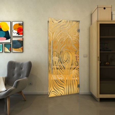 Pendeltür - Fineprint Model 074 Gold auf Klarglas