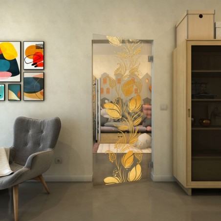 Pendeltür - Fineprint Model 086 Gold auf Klarglas