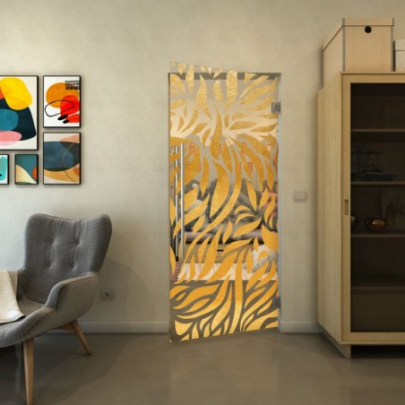 Pendeltür - Fineprint Model 096 Gold auf Klarglas