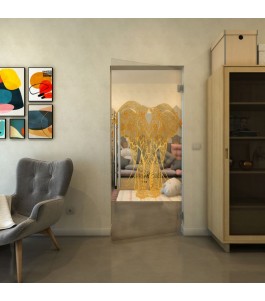 Pendeltür - Fineprint Model 098 Gold auf Klarglas