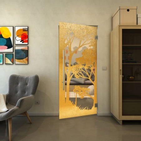 Pendeltür - Fineprint Model 110 Gold auf Klarglas