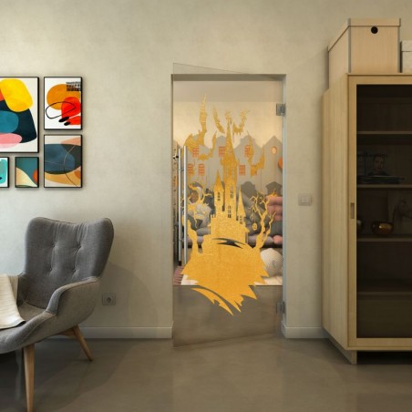 Pendeltür - Fineprint Model 114 Gold auf Klarglas