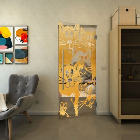 Pendeltür - Fineprint Model 115 Gold auf Klarglas
