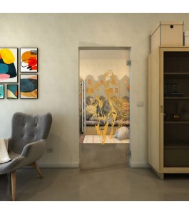 Pendeltür - Fineprint Model 118 Gold auf Klarglas