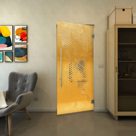 Pendeltür - Fineprint Model 120 Gold auf Klarglas