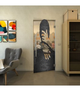 Pendeltür - Fineprint Model 124 Schwarz auf Klarglas