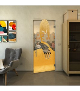 Pendeltür - Fineprint Model 124 Gold auf Klarglas