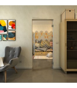 Pendeltür - Fineprint Model 128 Gold auf Klarglas