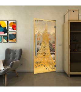 Pendeltür - Fineprint Model 132 Gold auf Klarglas