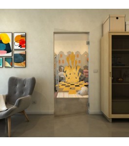 Pendeltür - Fineprint Model 136 Gold auf Klarglas