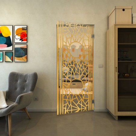 Pendeltür - Fineprint Model 154 Gold auf Klarglas