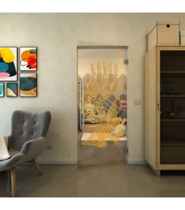 Pendeltür - Fineprint Model 157 Gold auf Klarglas