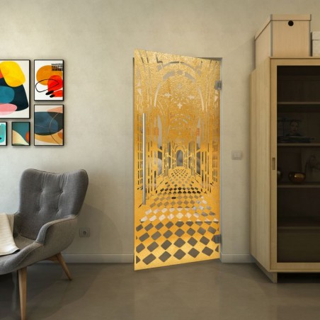 Pendeltür - Fineprint Model 181 Gold auf Klarglas