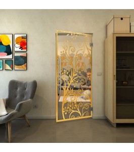 Pendeltür - Fineprint Model 204 Gold auf Klarglas