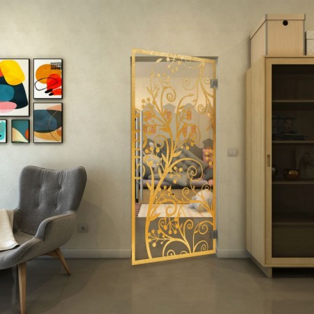 Pendeltür - Fineprint Model 204 Gold auf Klarglas