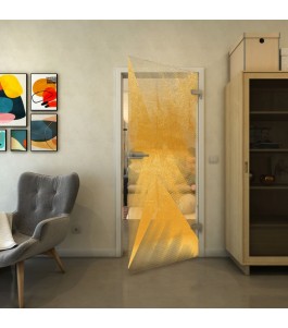 Ganzglastür - Fineprint Model 026 Gold auf Klarglas