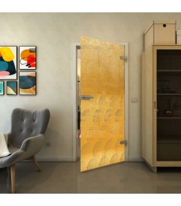 Ganzglastür - Fineprint Model 029 Gold auf Klarglas