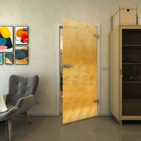 Ganzglastür - Fineprint Model 029 Gold auf Klarglas