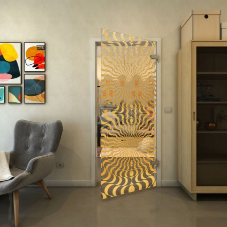 Ganzglastür - Fineprint Model 042 Gold auf Klarglas