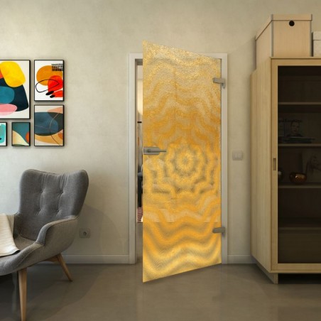 Ganzglastür - Fineprint Model 064 Gold auf Klarglas