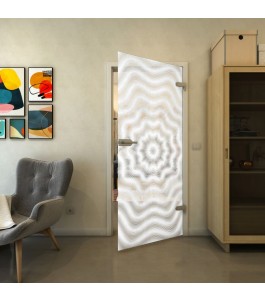 Ganzglastür - Fineprint Model 064 Weiss auf Klarglas
