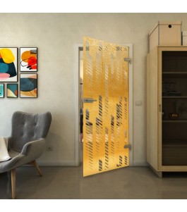 Ganzglastür - Fineprint Model 067 Gold auf Klarglas