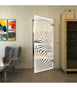 Ganzglastür - Fineprint Model 070 Weiss auf Klarglas