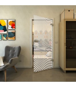 Ganzglastür - Fineprint Model 075 Weiss auf Klarglas