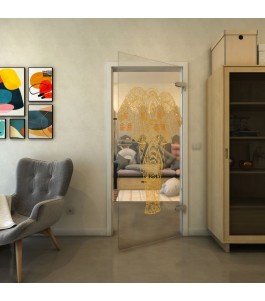 Ganzglastür - Fineprint Model 078 Gold auf Klarglas
